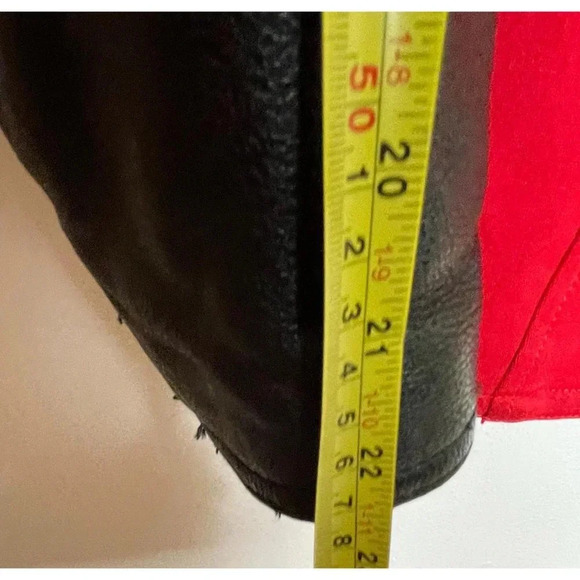 Vince Camuto Womens Long Sleeve Faux Leather One Button Jacket Red Black Sz 6 - Picture 4 of 10